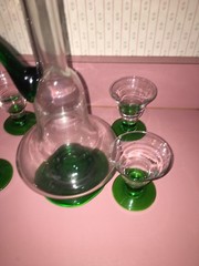 Green Wine Liquor Set With 4 Glasses And Pitcher-Very Rare-SHIPS N 24 HOURS