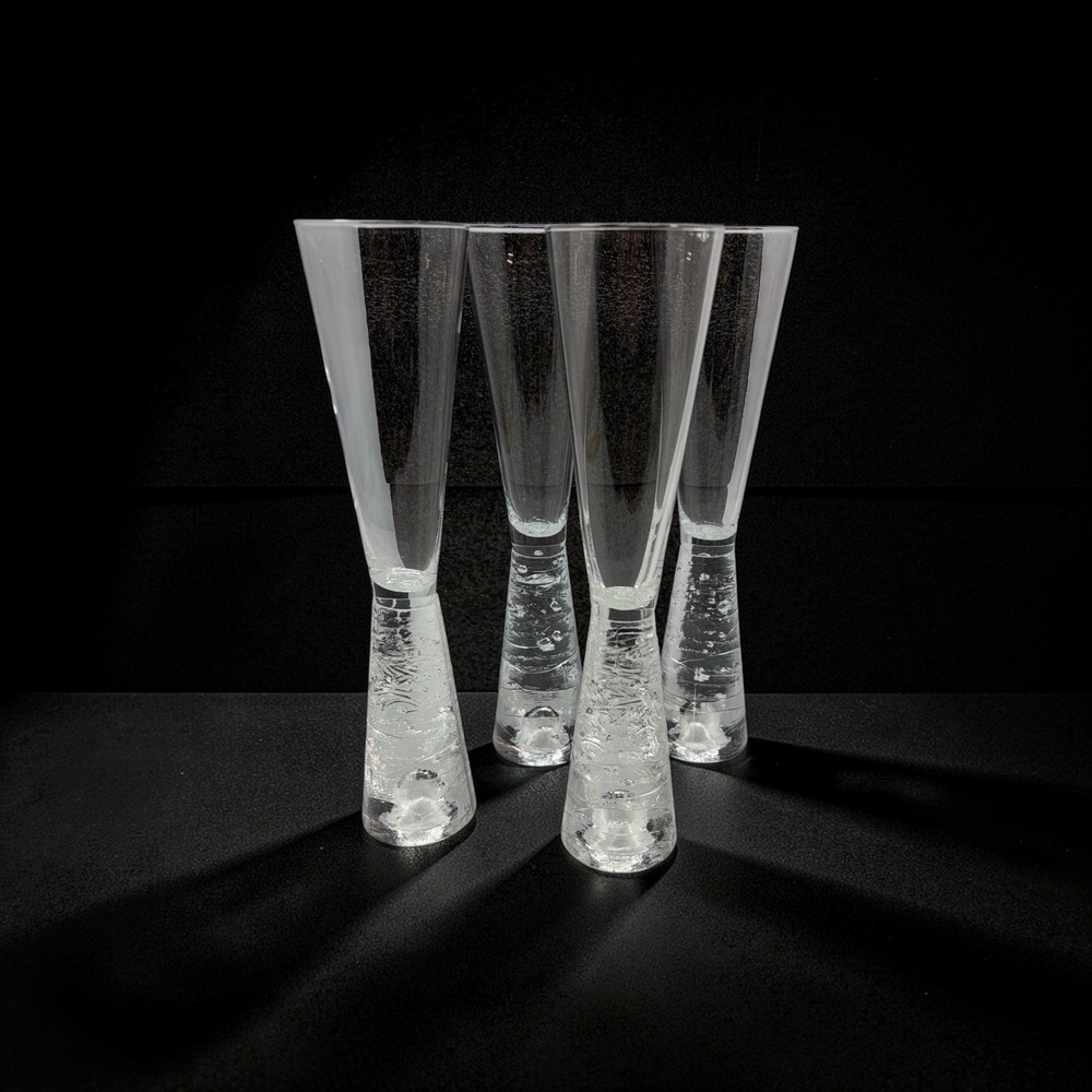 Set Of 4 Littala Arkipelago Champagne Flutes Glasses 9″ Timo Sarpaneva