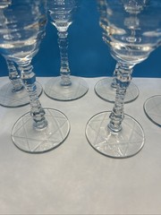 Libbey Rock Sharpe Arctic Rose Wine Glasses 6 Set 1940’s 7.75 inches tall.