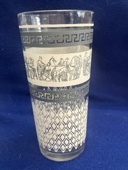 Qty 3 – Vintage Jeanette Glass Patrician Tumblers, Blue and White, 1950s