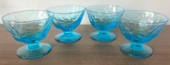MCM Morgantown Seneca Driftwood Peacock Blue Crinkle Glass Champagne Sherbet