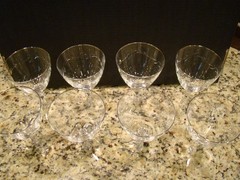 Set of 8 – Vintage Etched Tiffin Franciscan Carillon Wine Glasses Platinum Rim