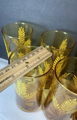 Vintage Libbey Amber Golden Wheat Ribbon Drinking Glasses Tumblers