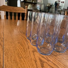 Set Of 9 Libby Misty Blue Vintage Optic Swirl Drinking Glasses Set GW0001