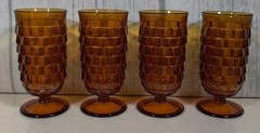Indiana Glass Colony Whitehall Amber Punchbowl Glasses Set of 4 – 5.25 Inches