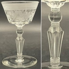 Rock Sharpe 6pc Caprice Crystal Cordials on Libbey Blanks c1930s USA 4.75″t 2oz