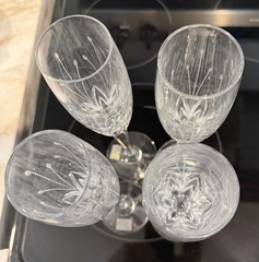 4 Mikasa Crystal Petit Points Fluted Champagne Glass Set 10-3/4” Tall