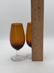 Set Of 2 Amber Copita Small Wine Tasting Glasses Vintage Style Blenders Nosing