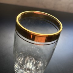 (4) Vintage Valencia Highball Drinking Glasses Tumblers 24K Gold 5.75″ 12 Oz