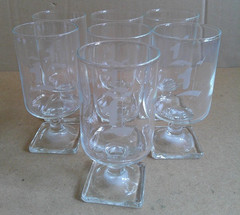 VINTAGE DRINKING GLASSES Etched Letter Monogrammed Capital » L » Set of 7