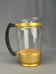 14 Pc Everlast Neocraft Gold Aluminum & Glass Tumbler, Pitcher & Tray Set RETRO!