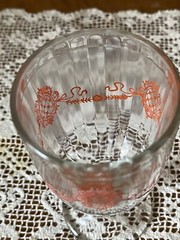 Great Federal Vintage Red Etched Drinking Tumblers Parfait Glasses 5.75″-SET 3