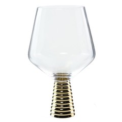 Vivience Water Glass Goblet – 7.25″ – Elegant Designer Gold Conical Ribbed Stem