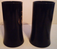 2 VTG TIARA INDIANA GLASS AQUARIUS BEER MUGS STEINS BLACK AMETHYST ZODIAC W