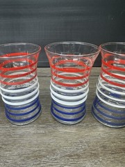 5 Vintage Anchor Hocking Red White and Blue Tumblers Glasses Patriotic July 4th