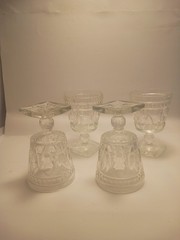 Set of 4 Vintage Indiana Colony Park Lane Crystal Wine Goblets Square Bottom 5″