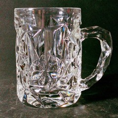 TIFFANY & CO ROCK CUT BEER STEIN, Cut Lead Crystal, 5″, 12 Oz, Made in ITALY