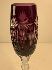 Vintage Hungarian Purple Cut to Clear «Marsala» Stemware Champagne Flute 9 in.