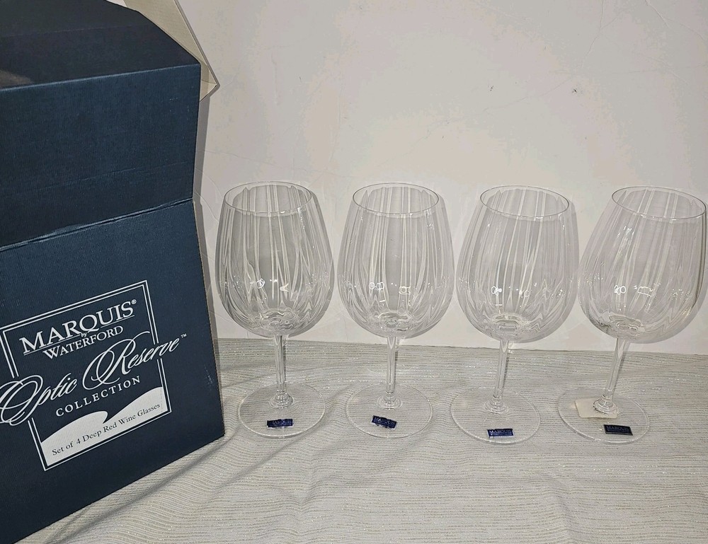 Vintage Marquis By Waterford Optic Reserve Deep Red Wine Glasses 19.5oz Set Of 4