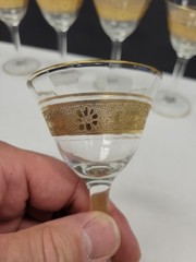 Tiffin? Unknown Manufacturer Gold Rim Cordial Liquor Stem Glasses Set Of 5