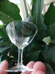 William Fraser Crystal, Germany Clear Vertical Lines Cut 2 oz Cordial Glass EUC