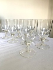 Stuart Ariel Wine Goblet Glasses Vintage Controlled Bubble Twist Stem 5 1/4” 8x