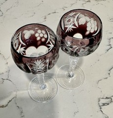 2 Nachtmann Traube Amethyst Crystal Sherry Glasses