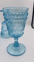 4 Vtg L.G. Wright Wildflower Baby Blue 6” Water or Wine Goblet Glass