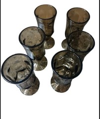 Set 6 VTG Duz Detergent Smoke Brown Goblet Wine Parfait Pedestal Glass Tawny