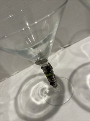 Vintage DARY REES Martini Glasses. Pair Glass, Silver Wire, Multi-color beads