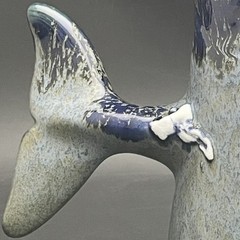 Clayfish Ceramics Wylie 2pc Whale Tail His & Hers Stoneware Mugs 1979-89 USA
