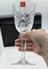 Set of 4 RCR Cristalleria Italiana Cut Crystal Melodia Wine Goblets / Glasses