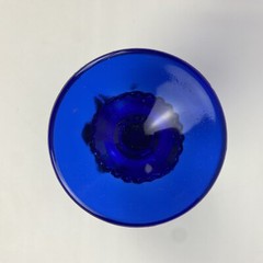 VTG Indiana Glass Cobalt Blue Kings Crown Thumbprint Water Wine Goblet Stemmed