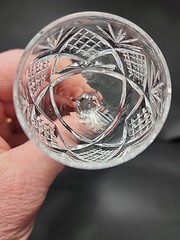 Vintage cut crystal cordial glass with diamond and fan pattern