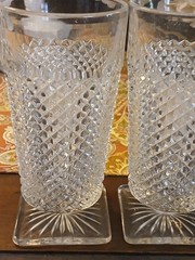 English Hobnail Clear (Square Base) Ice Tea Glasses by Westmoreland Set of 4