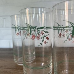 Lot 6 Vintage Corning Corelle Drinking Glasses Rosemarie Tulip Tumblers 16 oz