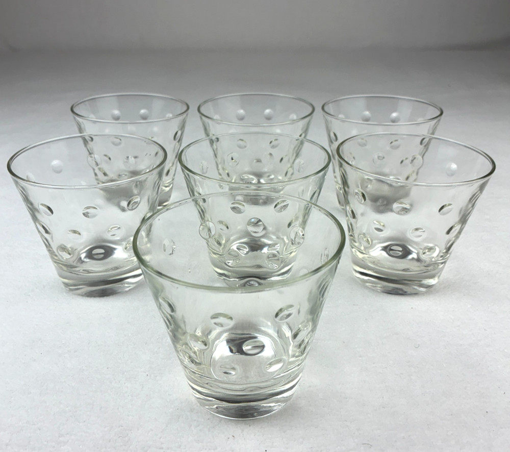 VTG Lot of 7 Hazel Atlas 3.5″ Tall Inverse Raised Polka Dots Highball Glasses