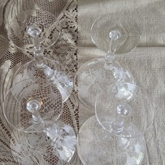 Morgantown Glass «Mayfair» Etched Champagne Glasses Set of 4 Art Nouveau Style