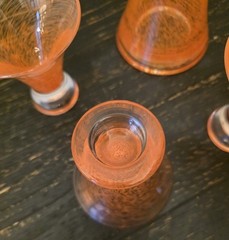 4 Piece Dansk Orange Twist Glassware Pitcher Martini Glasses Handblown Sticker