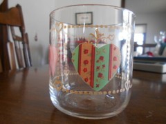 Heartwarming Tumbler 8 oz. Juice Glass Tienshan Folkcraft Pink Blue Green !