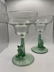 2 CRISTAL D’ARQUES DURAND LUMINARC SIESTA MARGARITA SOMBRERO JADE GLASSES