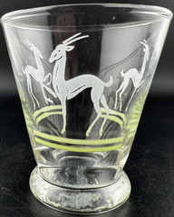Vintage Mid‑Century Glass Tumbler – Frosted Gazelle Design – Art Deco Style