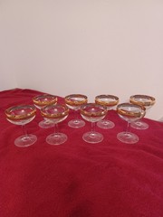 VINTAGE 1960S TIFFIN FRANCISCAN WESTCHESTER CHAMPAIGN GLASSES 8 GOLD…