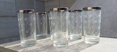 Atomic & Space Age Highball Tumbler Water Glasses Set 6x MCM 1950s