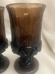 Vintage Fostoria Glass «Sorrento» Brown Water Goblets / Chalices – Set of 4
