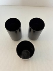 Set of 3 Metropolitan Libbey Black Glass Tumblers Round Bottom 5.75″ 16 oz