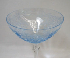 Vintage 1930s Fostoria Crystal JUNE AZURE Blue Champagne Tall Sherbet Glass
