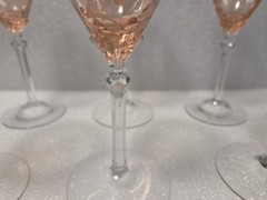 Vintage Fostoria Versailles Set Of 6 Pink (Rose) Etched Water Goblet 8 1/4″H