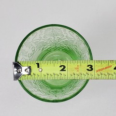 Vintage Green Uranium Glass Florentine No 1 Poppy Footed Tumbler 3.5 Inch Glows