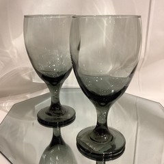 Libbey Smoke 7” Water Goblet Classic Beverage Grey/Brown – Set of 2